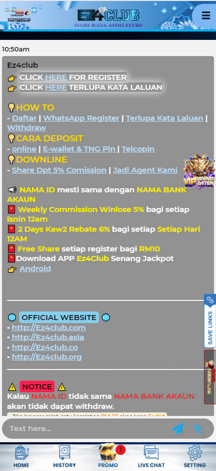 EZ4CLUB - Live Chat - Pedas77.co