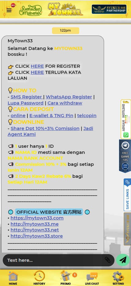 MyTown33 - Live Chat - Pedas77.co