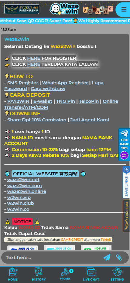 Waze2Win - Live Chat - Pedas77.co