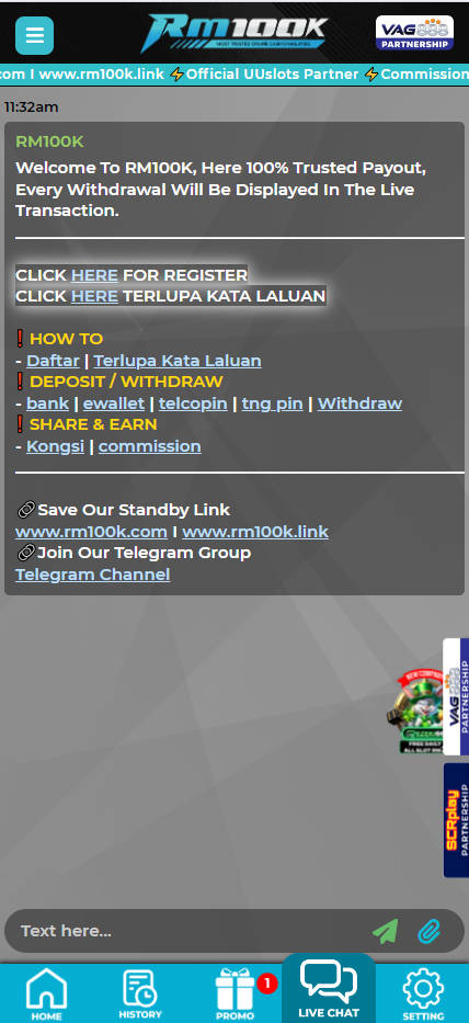 RM100K - Live Chat - Pedas77.co