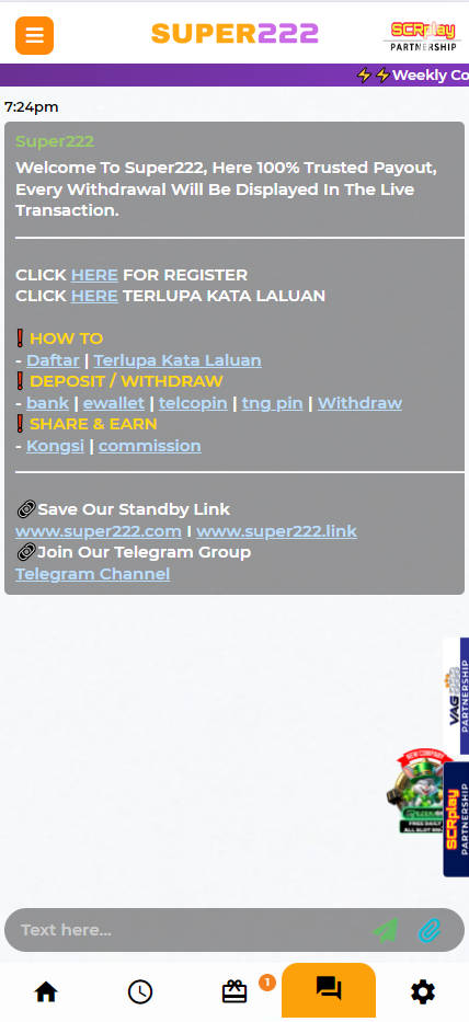 Super222 - Live Chat - Pedas77.co